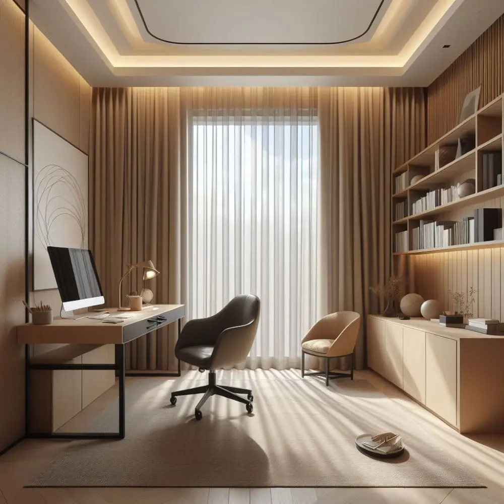 Office curtain installation project Dubai