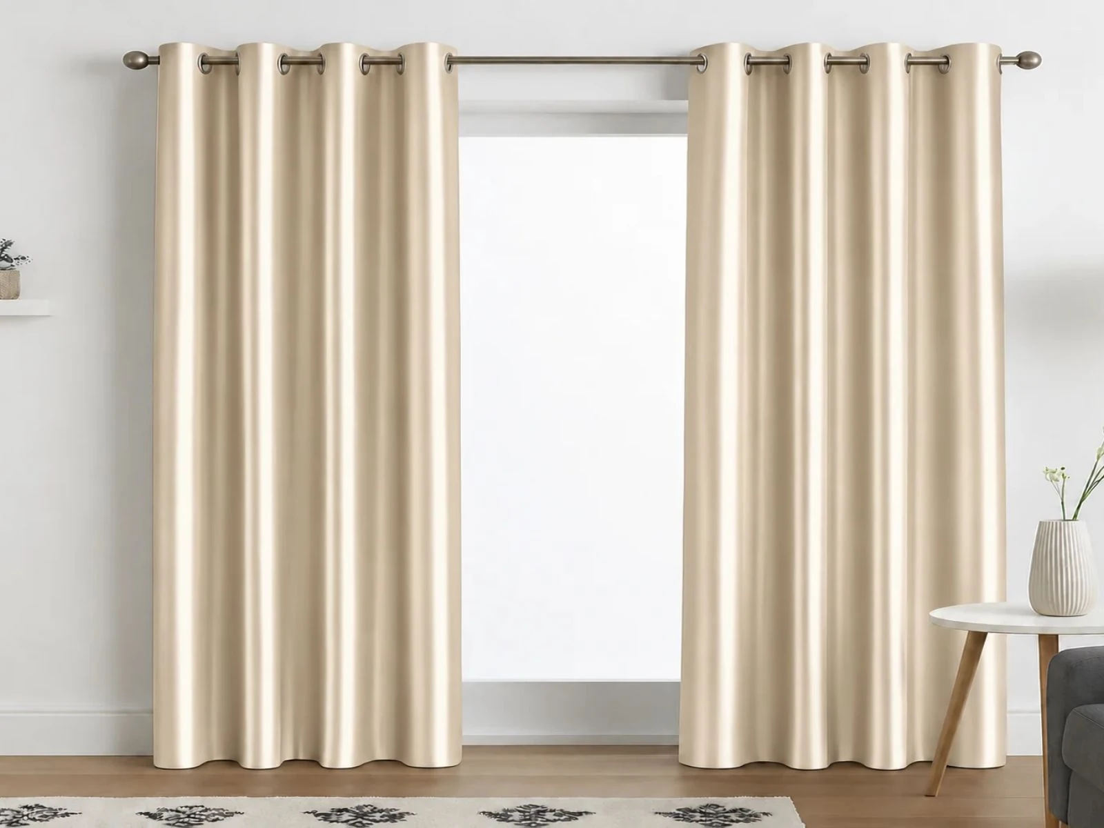 Beige Silk Curtain
