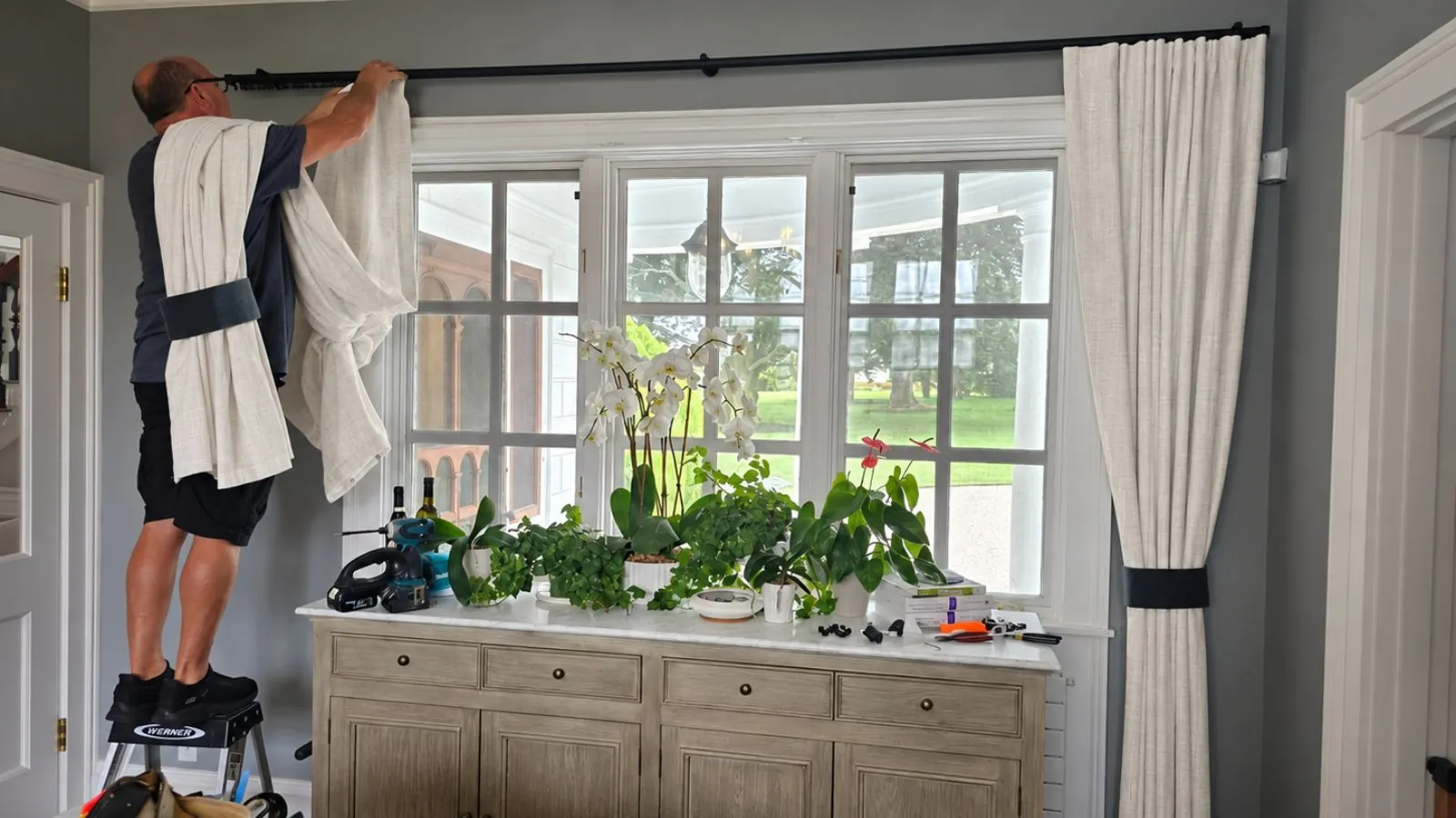 Expert linen curtain installation and stitching service