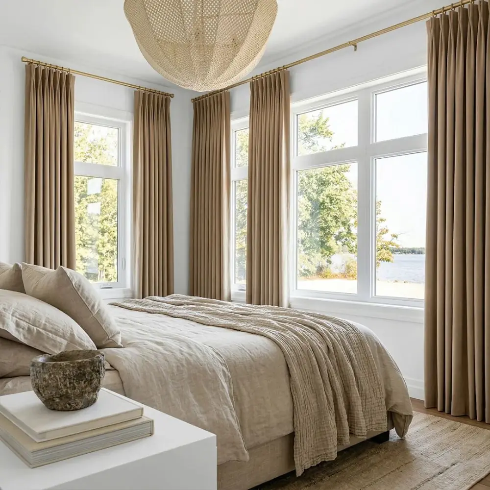 Luxury blackout drapes installed in living room