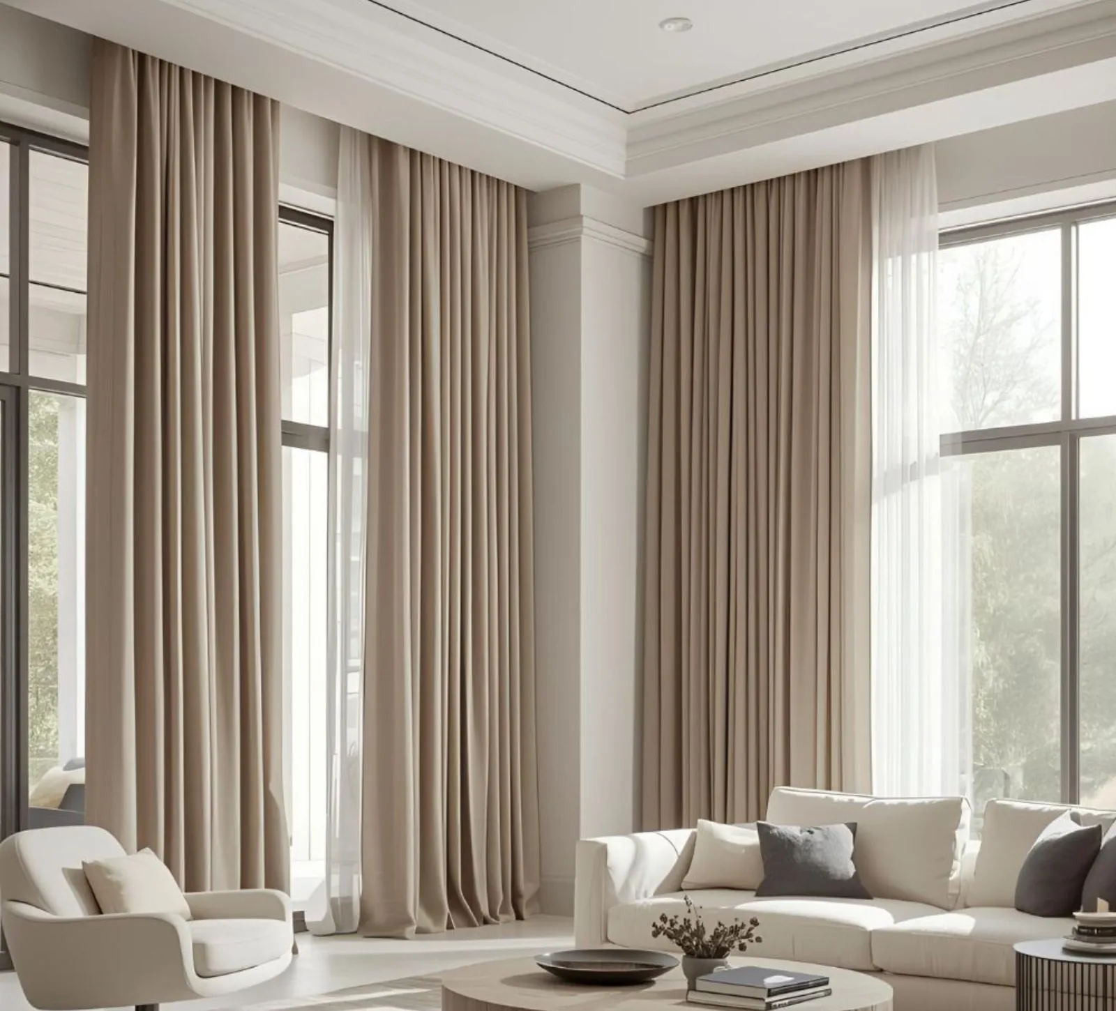 Smooth curtain installation working process illustration