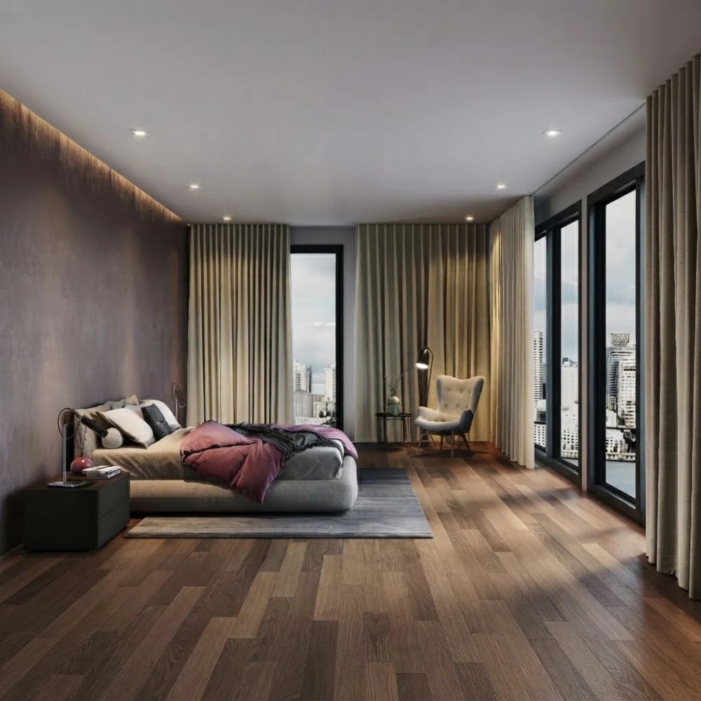 Blackout drapes installed in luxury penthouse project