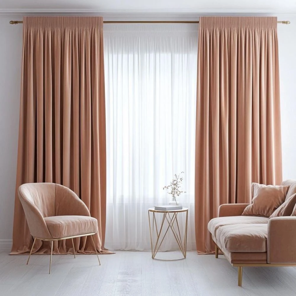 Silk curtain project showcase in Dubai home