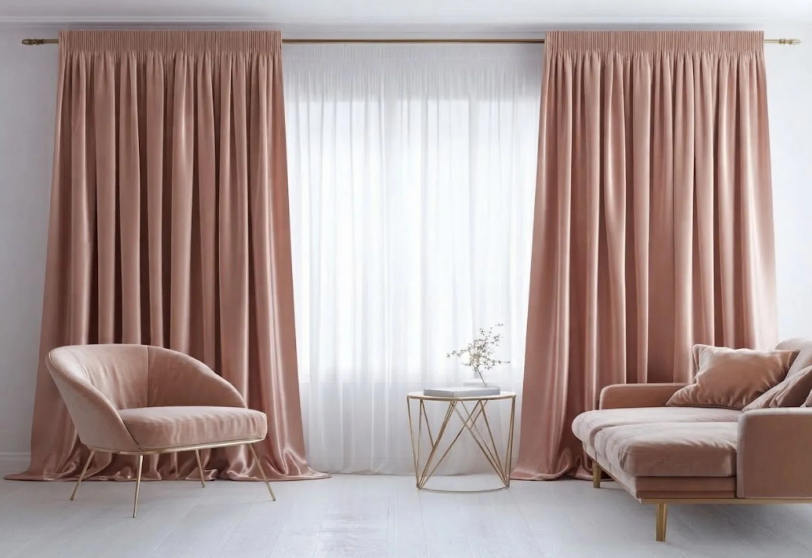 Elegant silk curtain installed in home interior