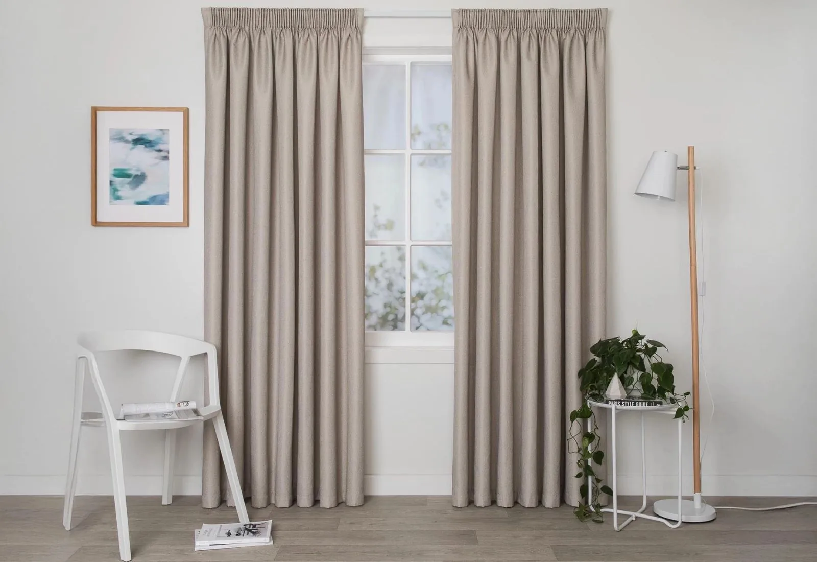 Thermal curtain installed in cozy room interior