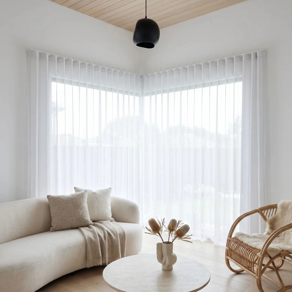 Before and after sheer curtain project comparison