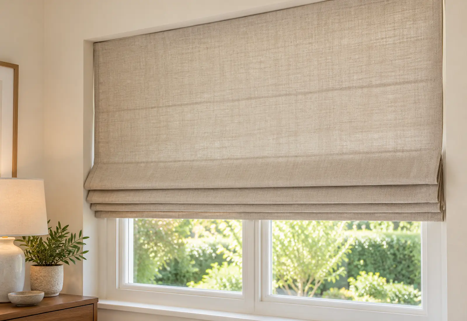 Beige Roman Blind Window Detail