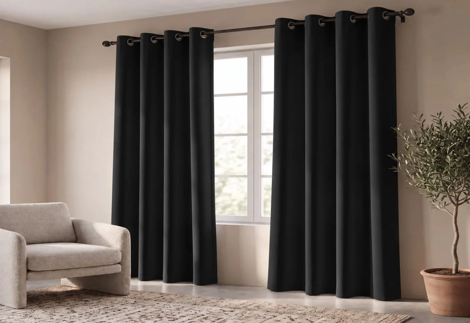 Black Eyelet Curtain