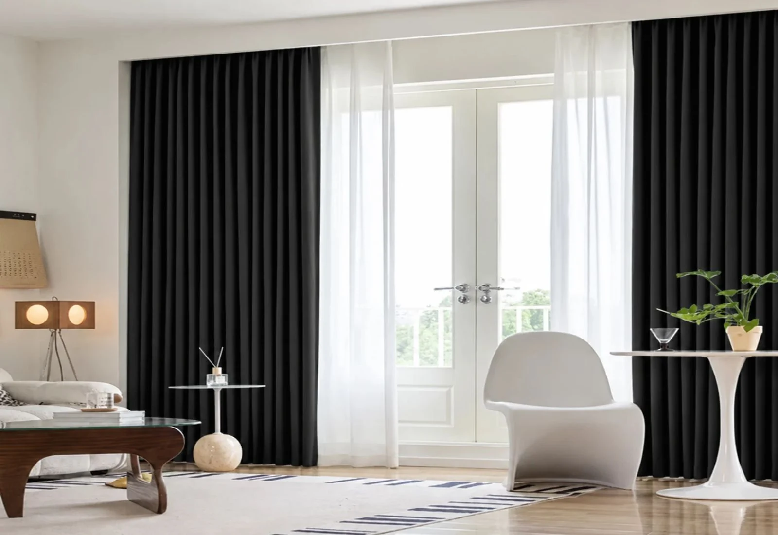 Black Motorized Curtain