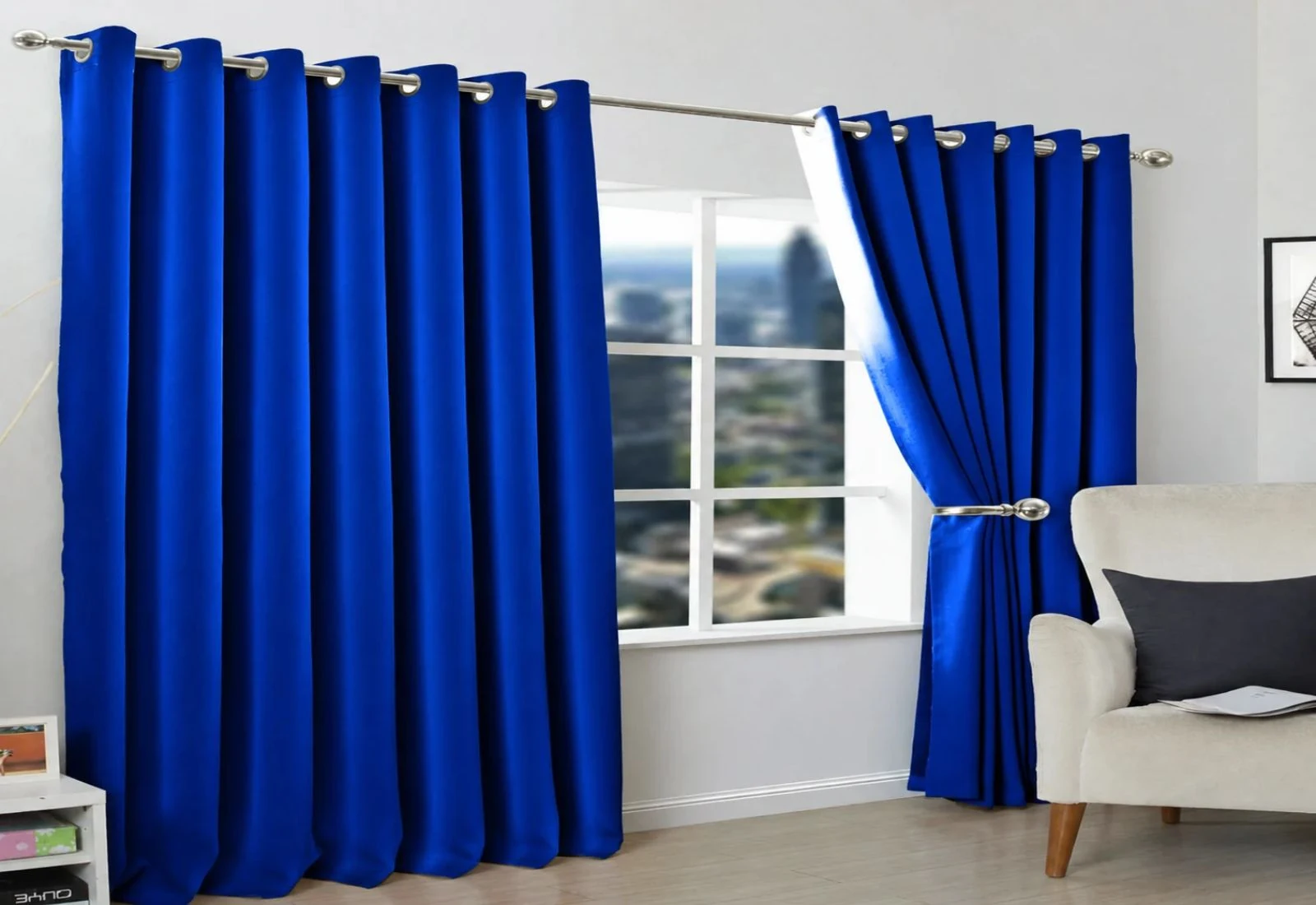 Blue Curtain Installation