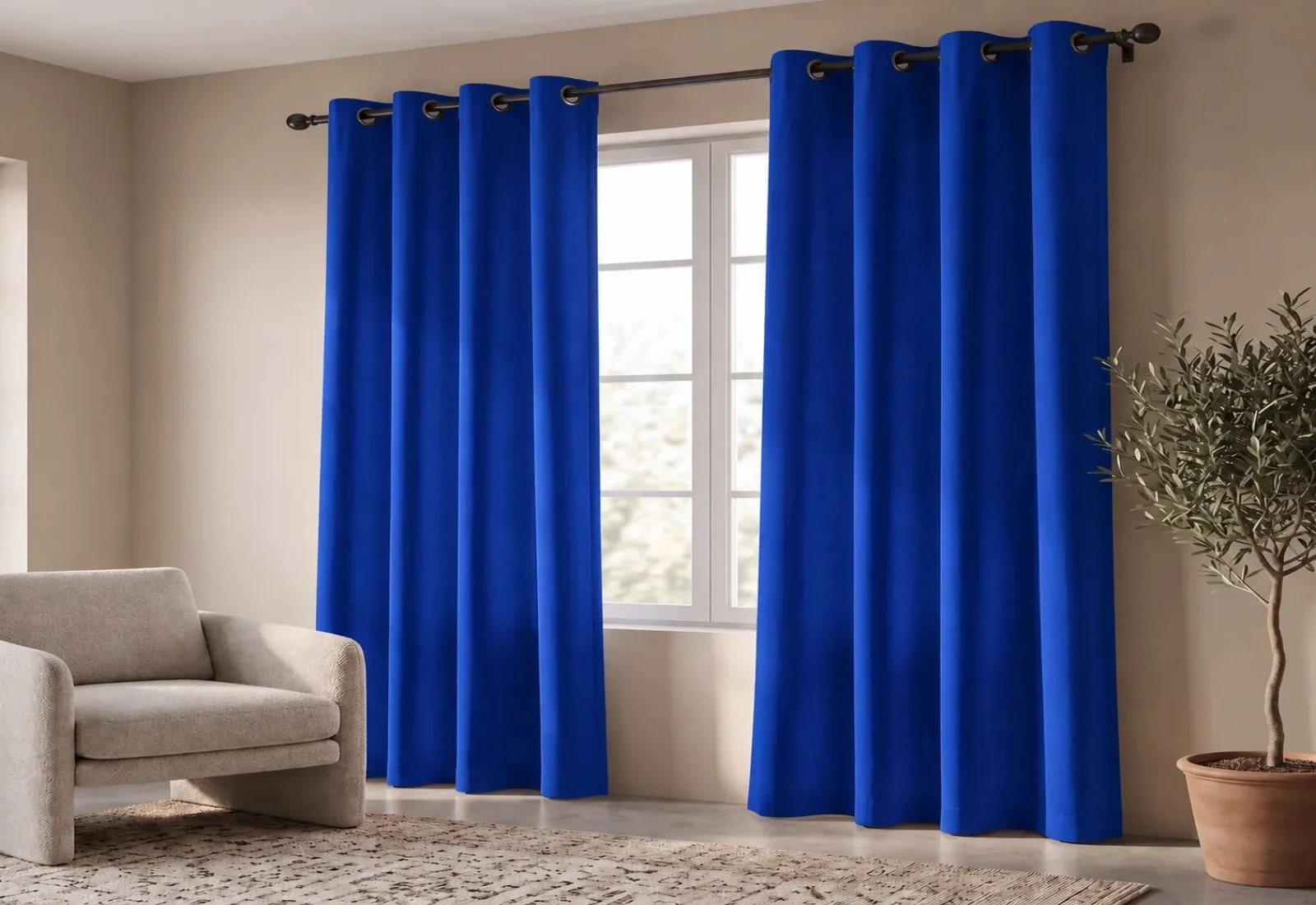 Blue Eyelet Curtain