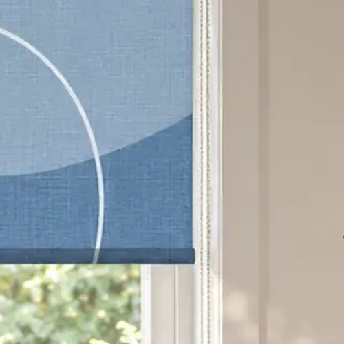 Blue Printed Blind Fabric Detail