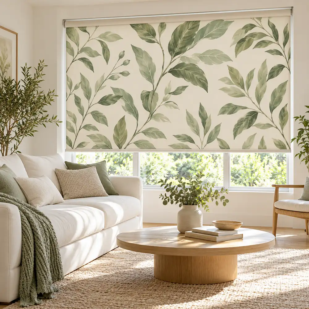 Botanical Printed Blinds In Lounge