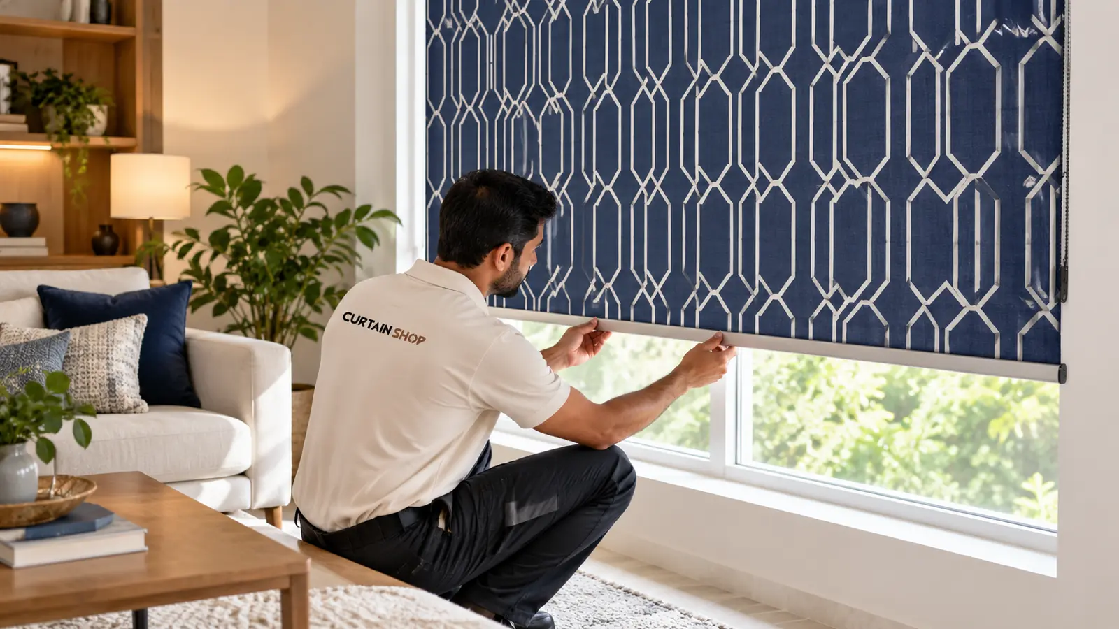 Checking Finished Printed Blind Installation