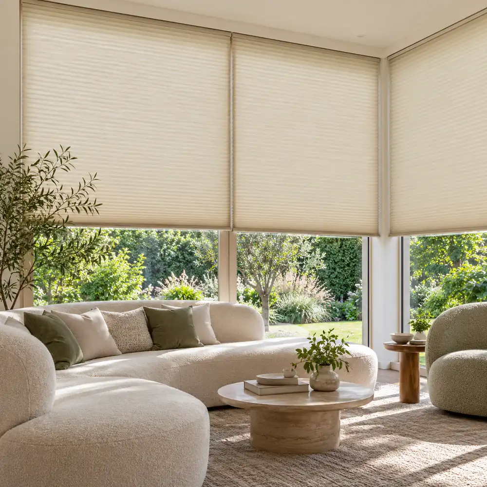 Cream Blinds In Garden Lounge
