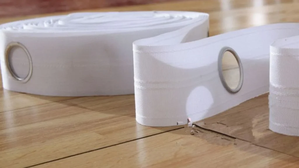 Curtain header tape attached to fabric top