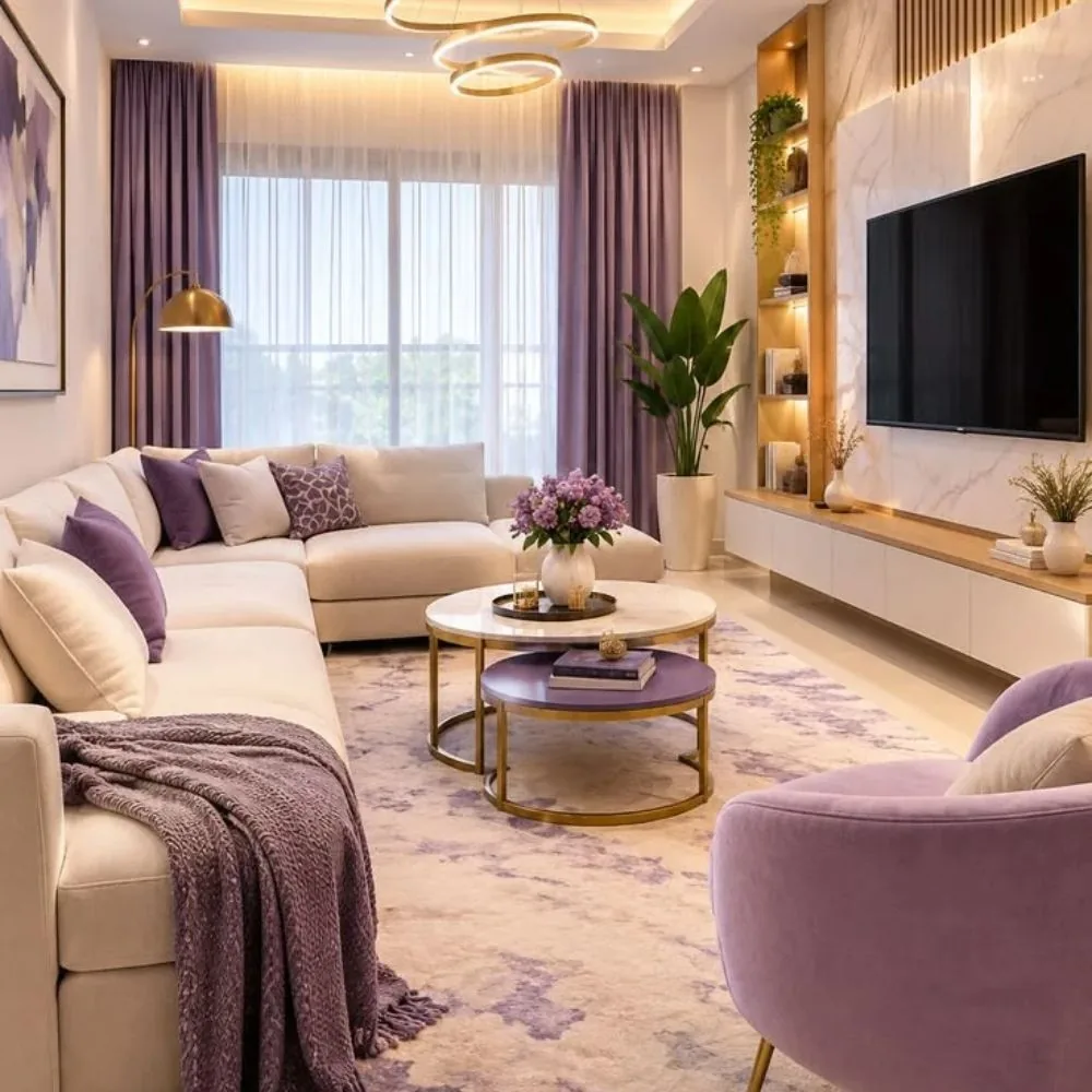 Elegant pleated living room curtains recent project