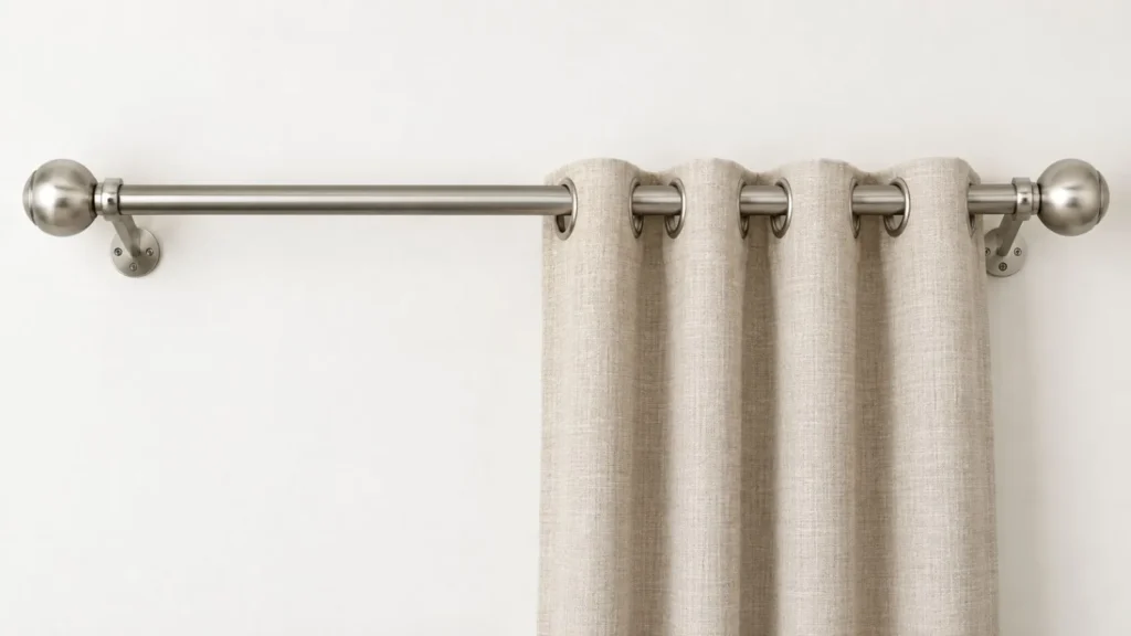 Eyelet rod installed for easy curtain movement