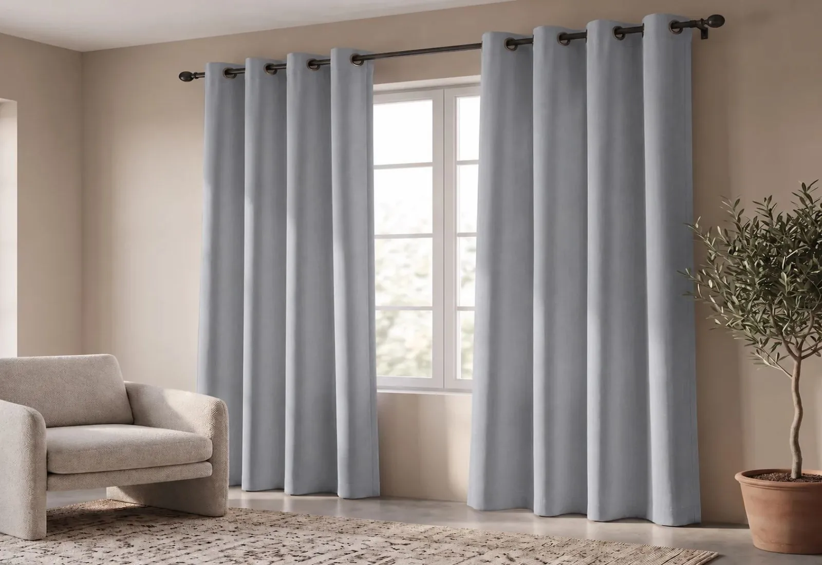 Grey Eyelet Curtain