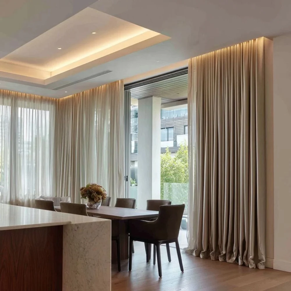 Custom curtains styled in modern kitchen project