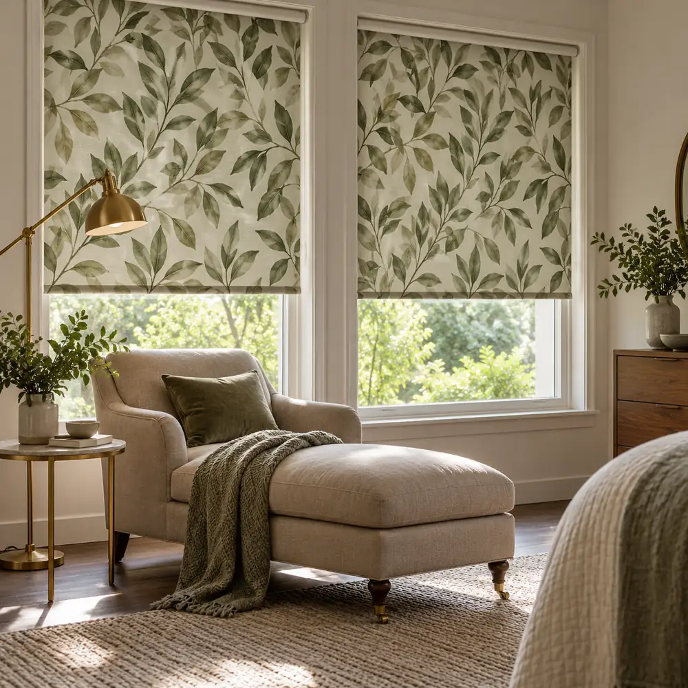 Leaf Printed Blinds In Suite