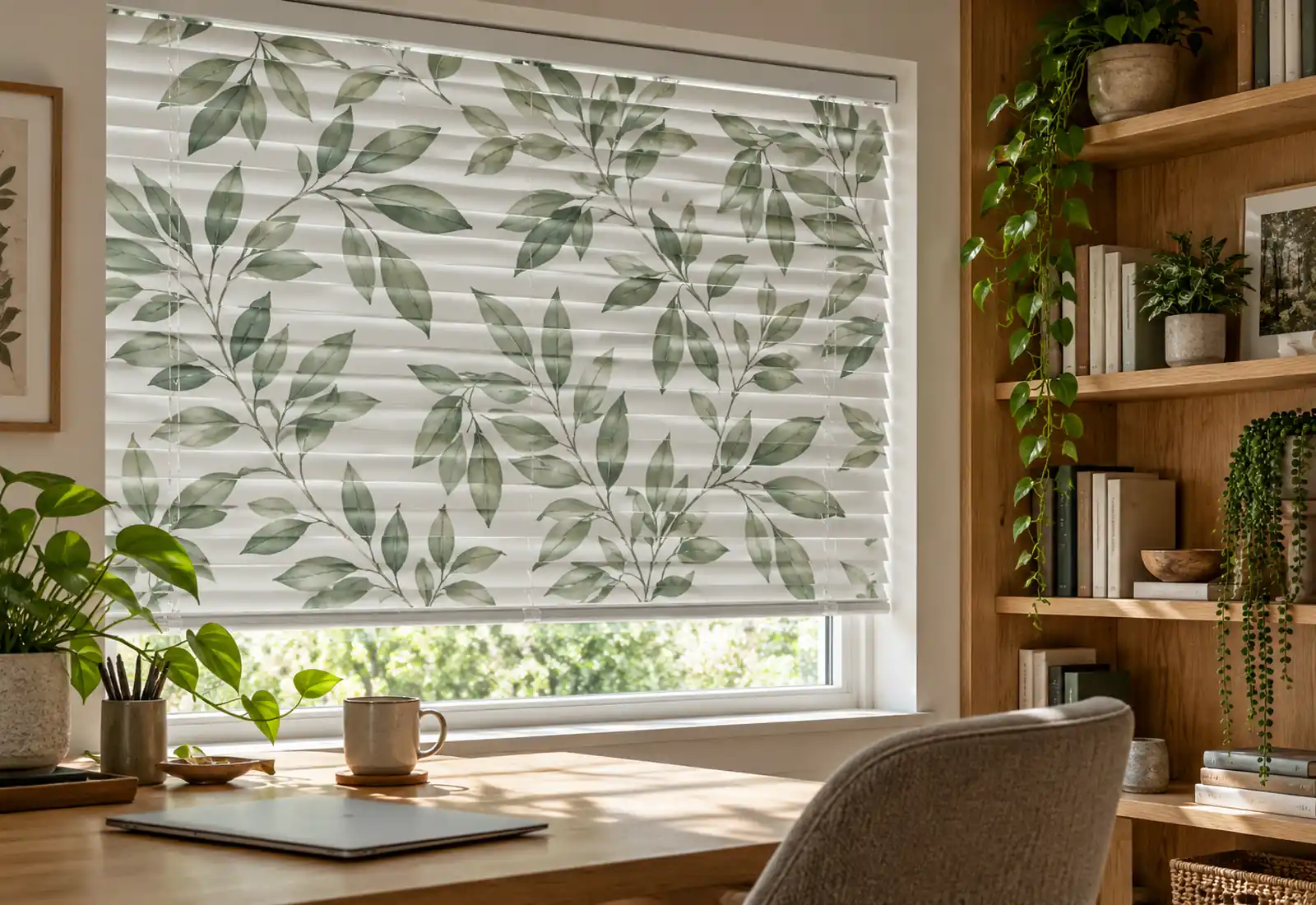 Leaf Printed Venetian Blind Design