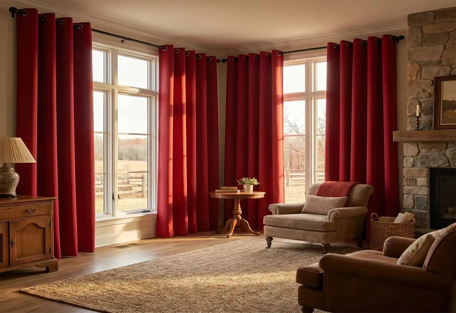 Premium silk fabric curtains with elegant glossy sheen