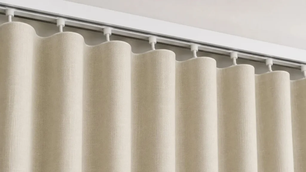Ripple fold curtain header with smooth consistent waves