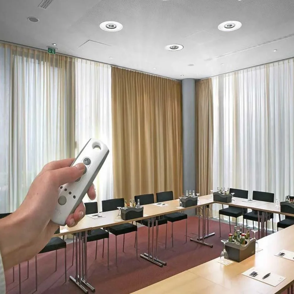 Motorized curtains installed in professional office space