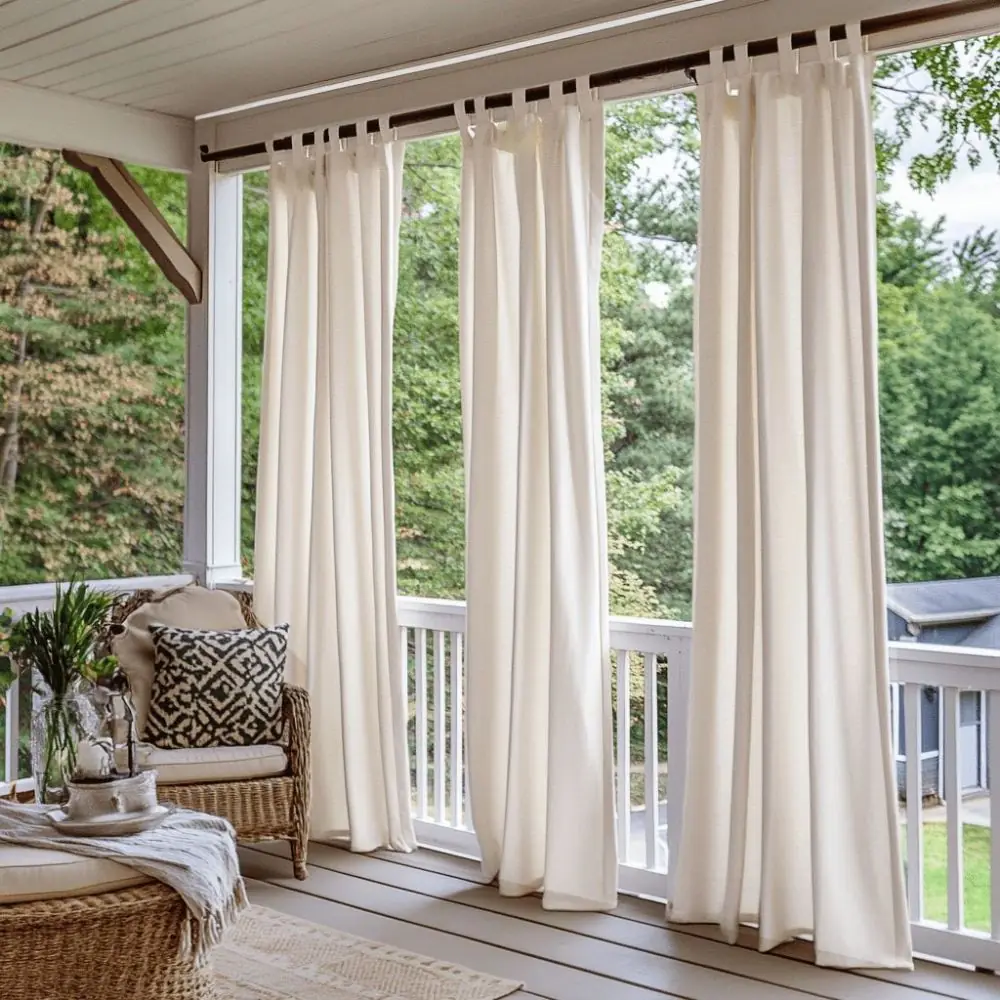 Curtains installed on outdoor patio Dubai