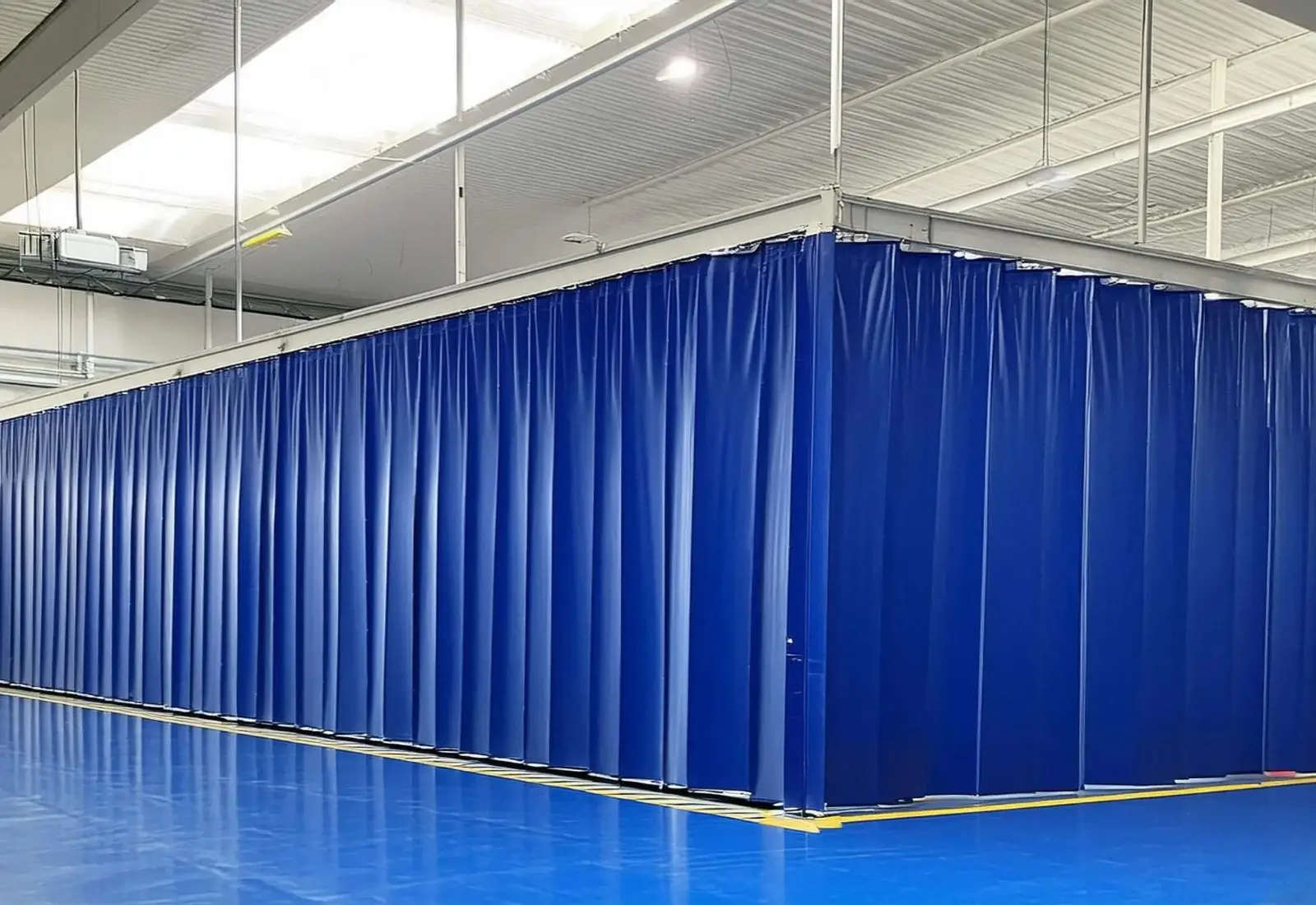PVC-coated polyester curtain installed in modern space