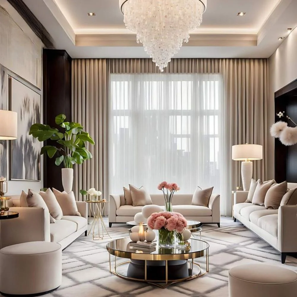 Custom curtains styled in luxury penthouse project