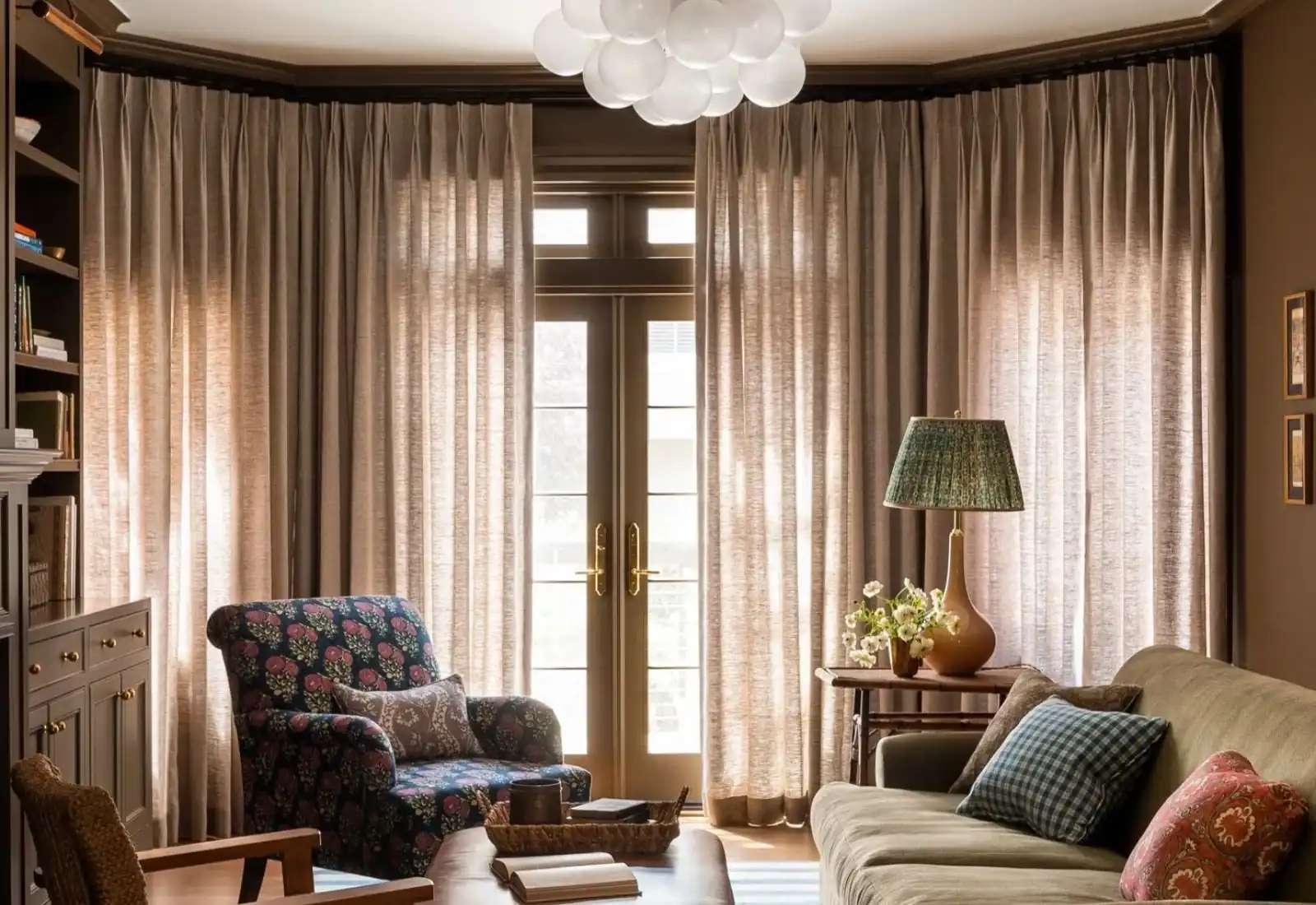 Pinch pleat curtain installed in elegant room