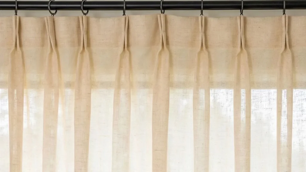 Pinch pleat header curtain detail close-up view