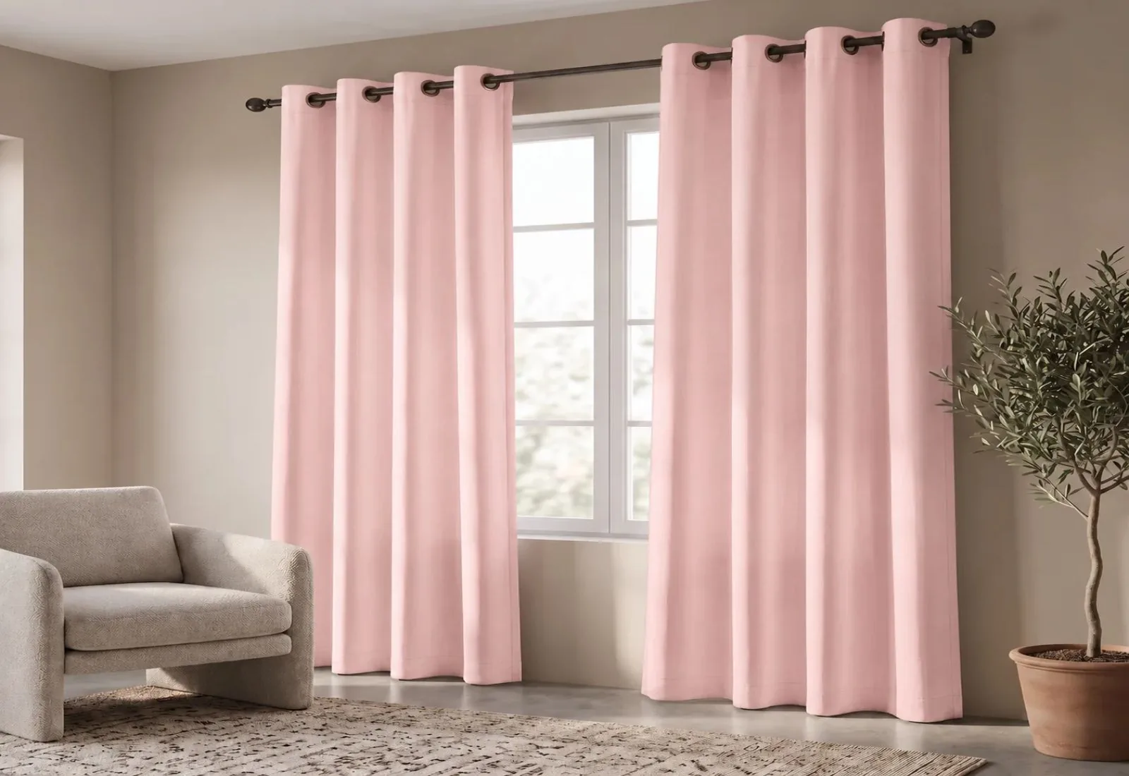 Pink Eyelet Curtain