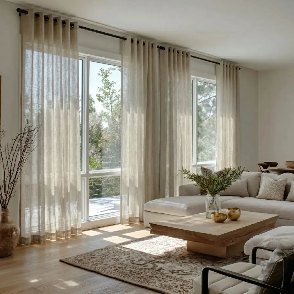 Premium linen curtain draping elegantly by window