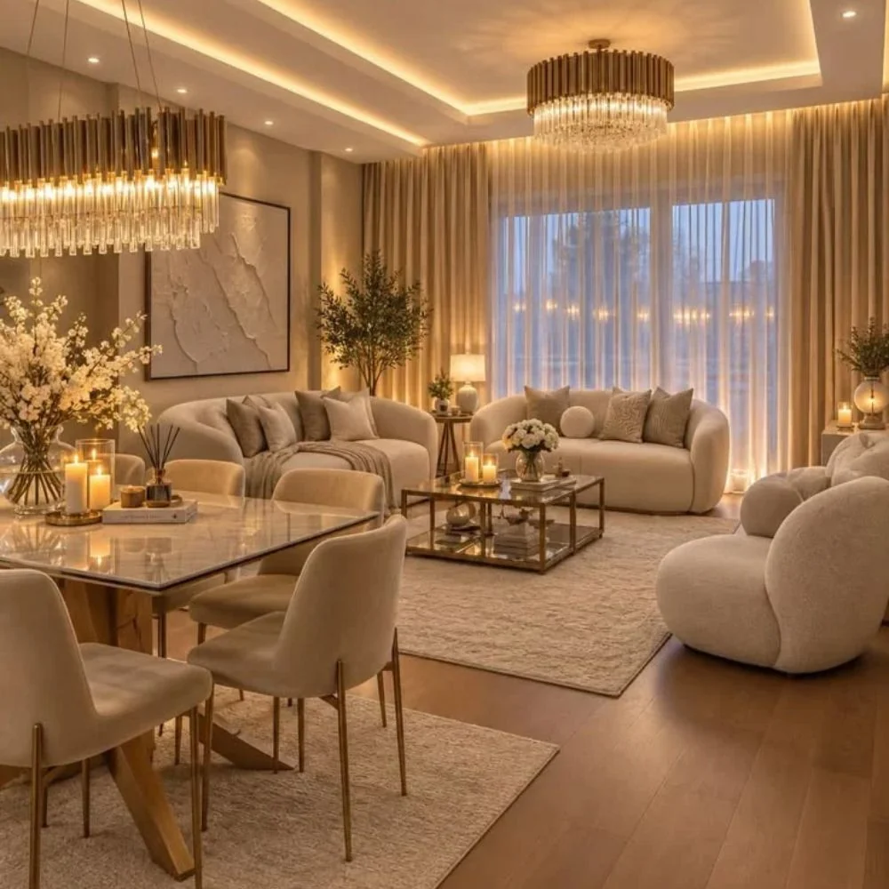 Premium living room curtain fabric project showcase