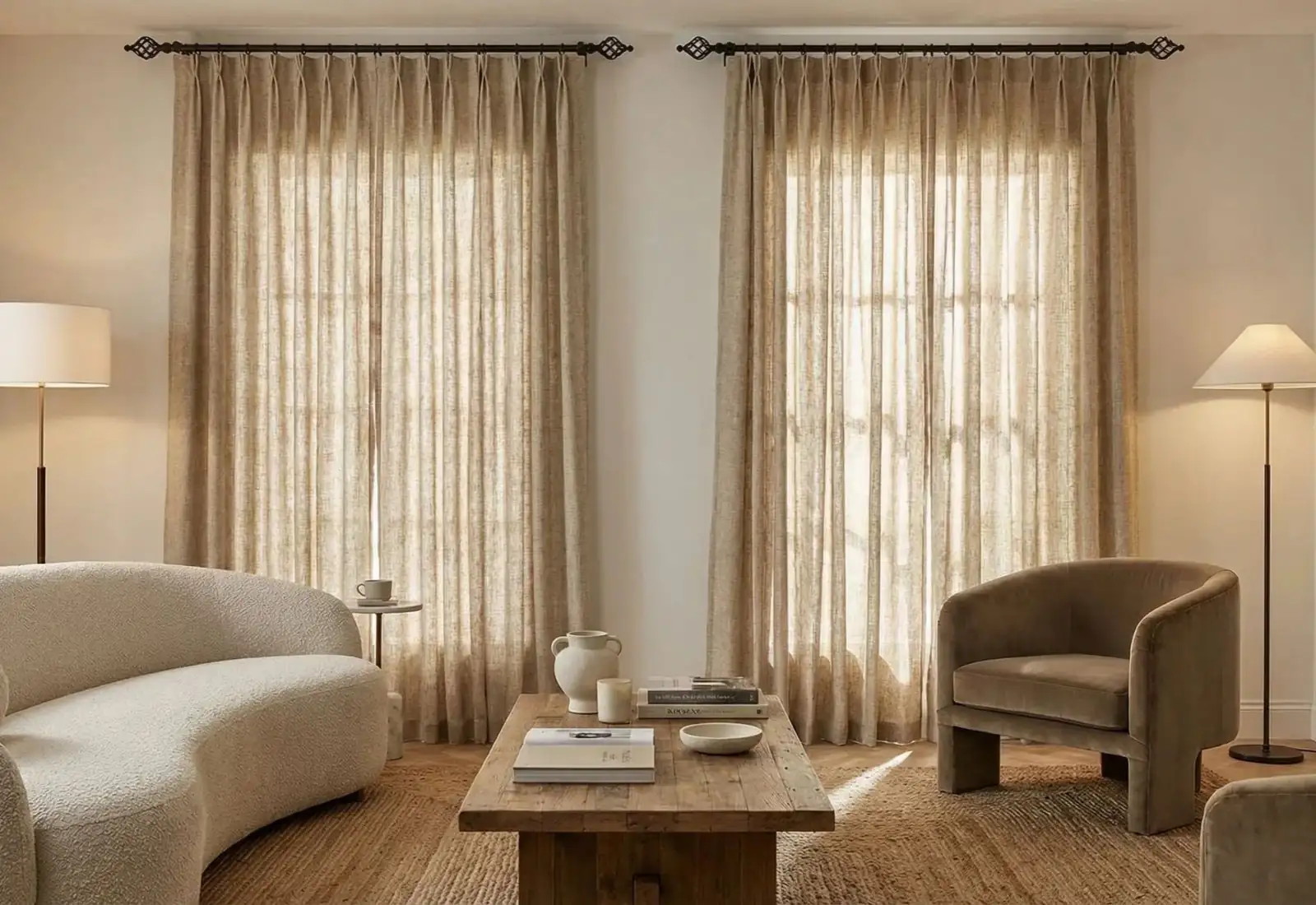 Durable polyester fabric curtains with affordable stylish finish