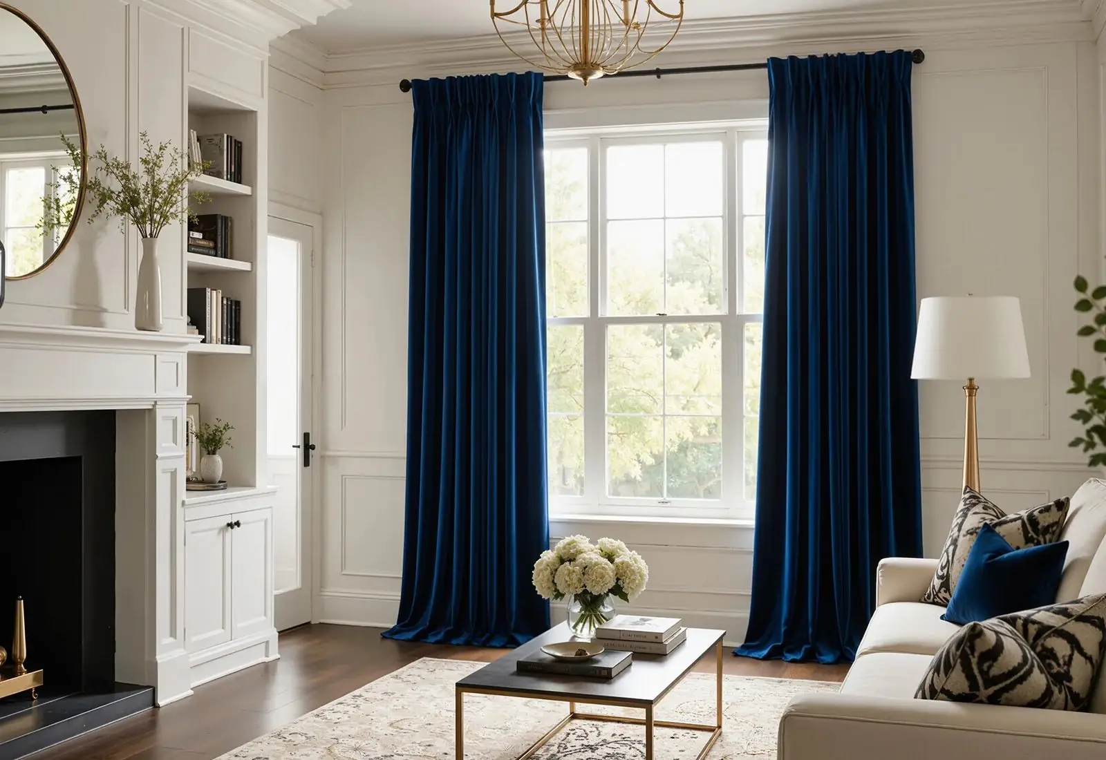 Luxurious velvet fabric curtains with rich plush texture
