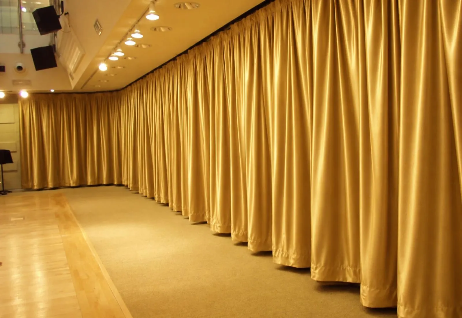 Soundproof silk curtain installed in elegant room