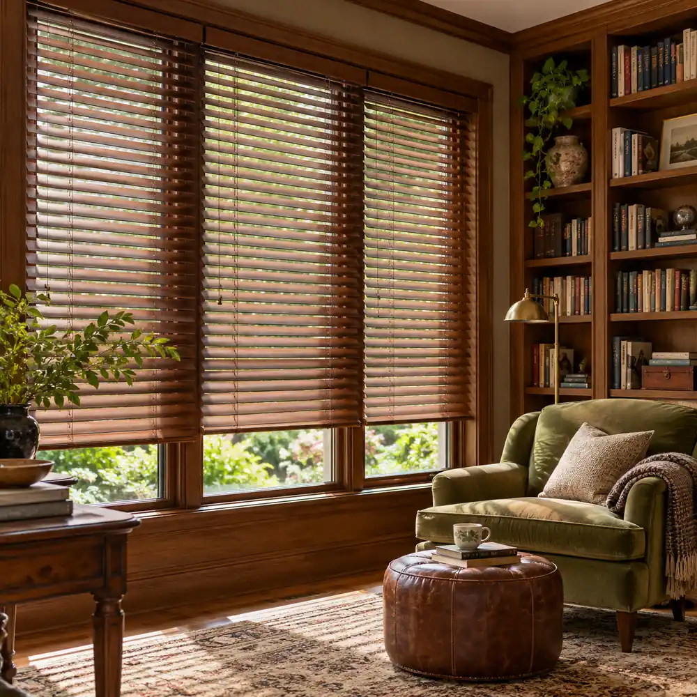 Walnut Blinds In Reading Room