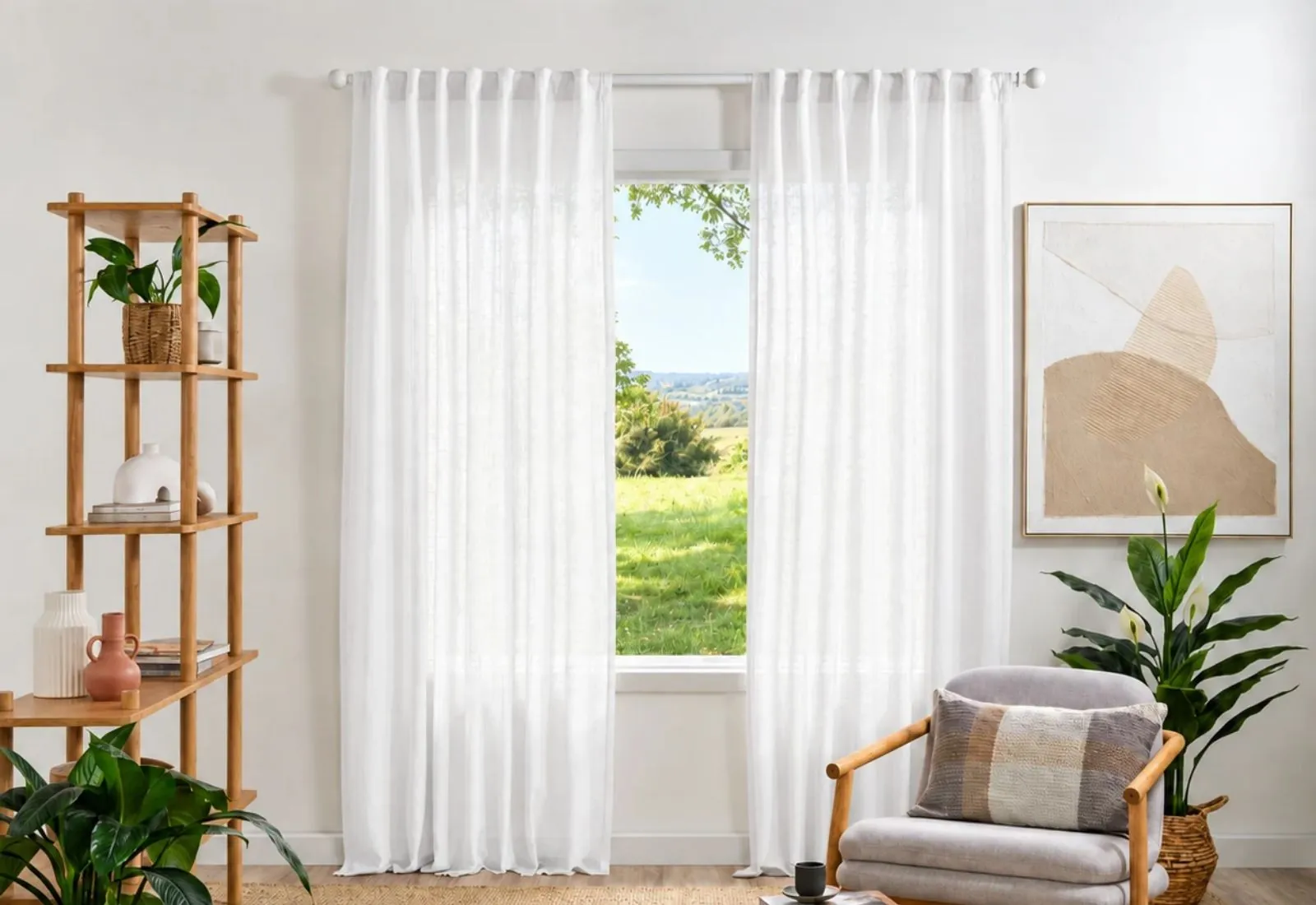 White Linen Curtain