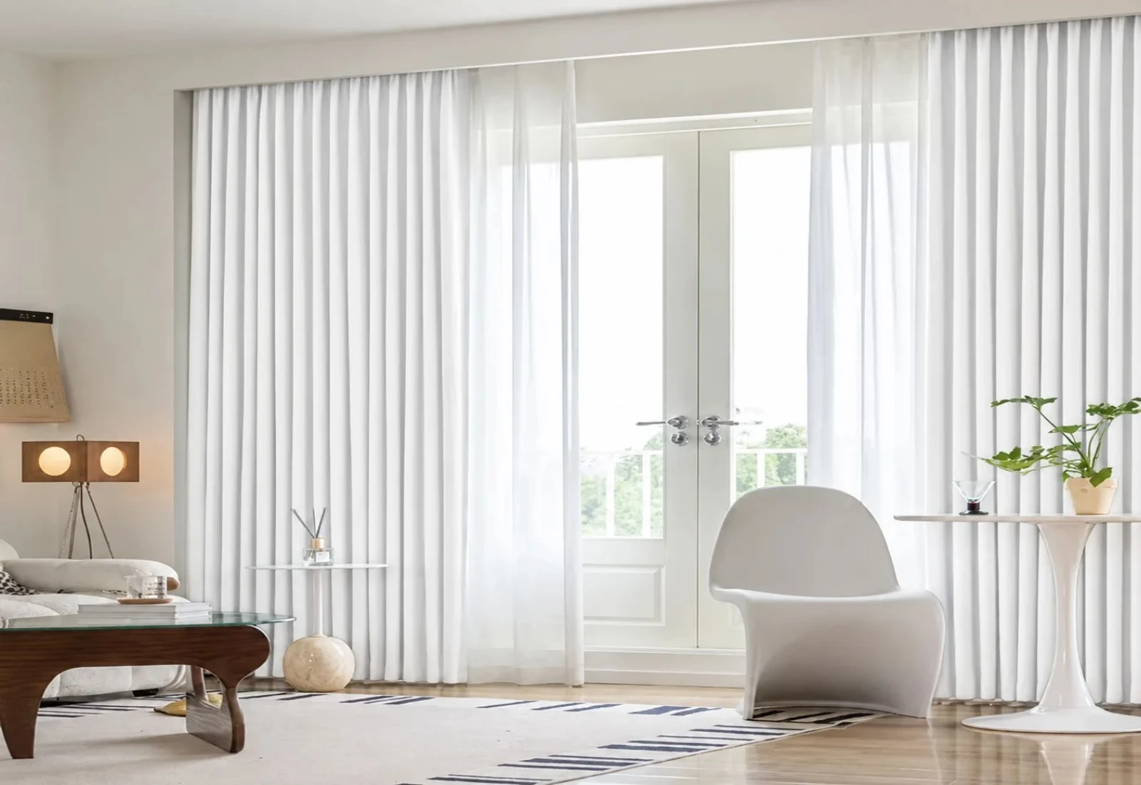 White Motorized Curtain
